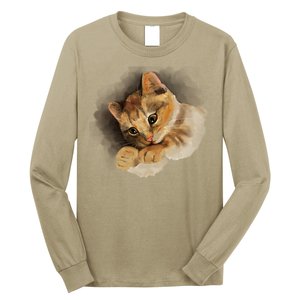 Watercolor Cat Illustration Long Sleeve Shirt