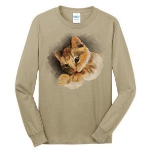 Watercolor Cat Illustration Tall Long Sleeve T-Shirt