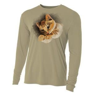 Watercolor Cat Illustration Cooling Performance Long Sleeve Crew