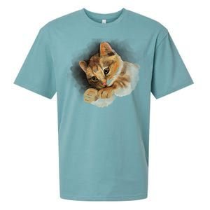 Watercolor Cat Illustration Sueded Cloud Jersey T-Shirt