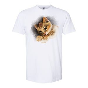 Watercolor Cat Illustration Softstyle CVC T-Shirt