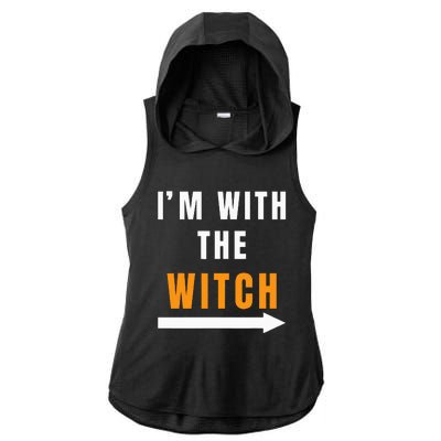 witch costume I'm With The Witch Funny Halloween Ladies PosiCharge Tri-Blend Wicking Draft Hoodie Tank