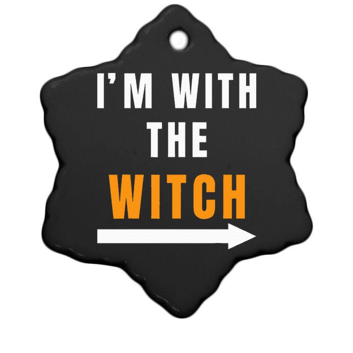 witch costume I'm With The Witch Funny Halloween Ceramic Star Ornament