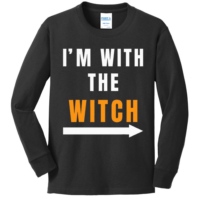 witch costume I'm With The Witch Funny Halloween Kids Long Sleeve Shirt