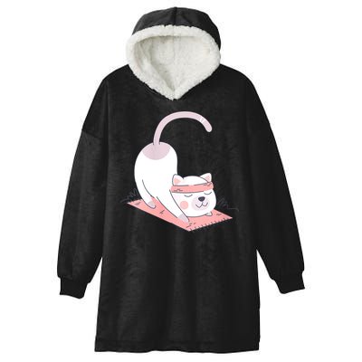 Womens Cat International Yoga Day Hooded Wearable Blanket
