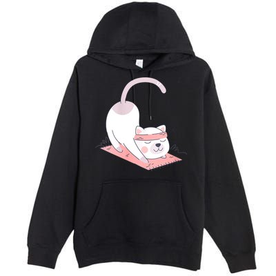 Womens Cat International Yoga Day Premium Pullover Hoodie