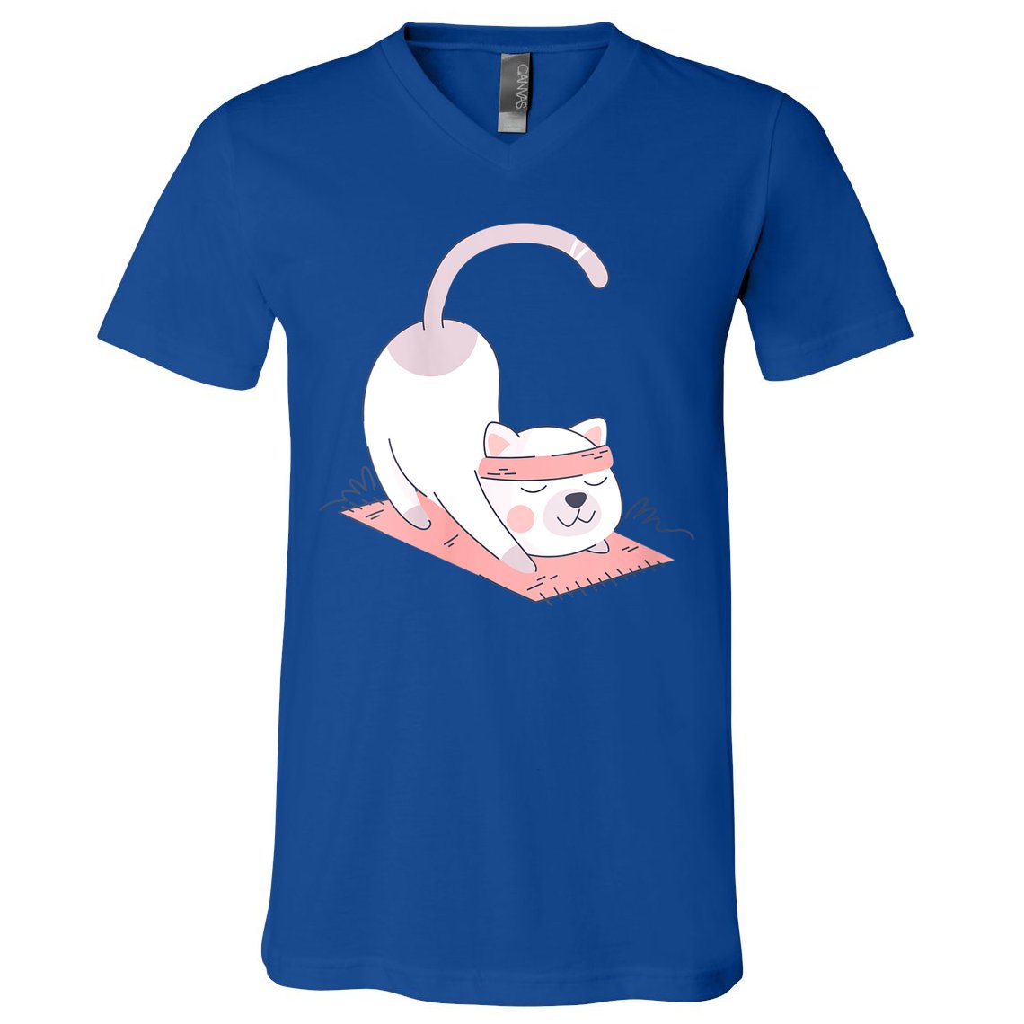 Womens Cat International Yoga Day V-Neck T-Shirt
