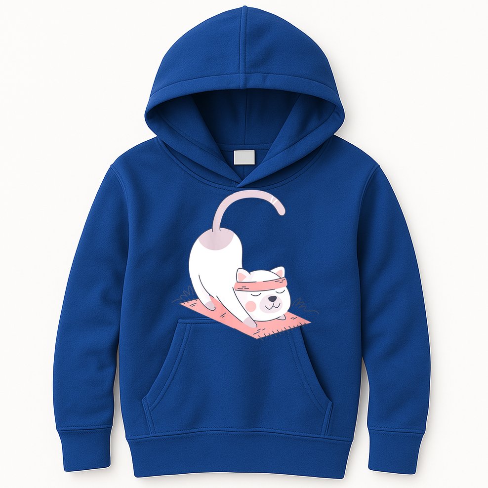 Womens Cat International Yoga Day Kids Hoodie