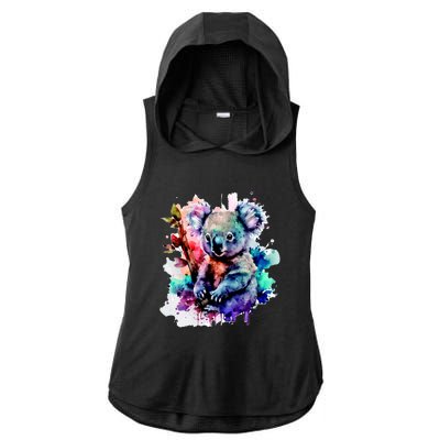 Water Color Koala Ladies PosiCharge Tri-Blend Wicking Draft Hoodie Tank