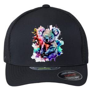 Water Color Koala Flexfit Unipanel Trucker Cap