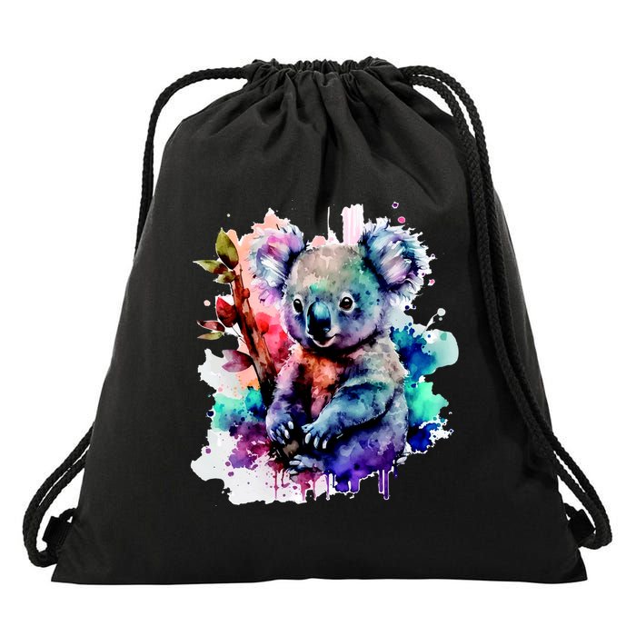 Water Color Koala Drawstring Bag