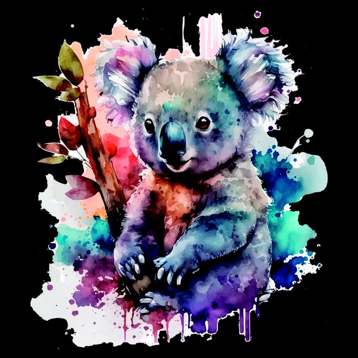 Water Color Koala Drawstring Bag