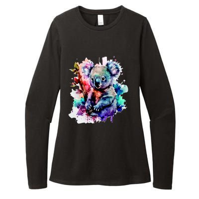 Water Color Koala Womens CVC Long Sleeve Shirt