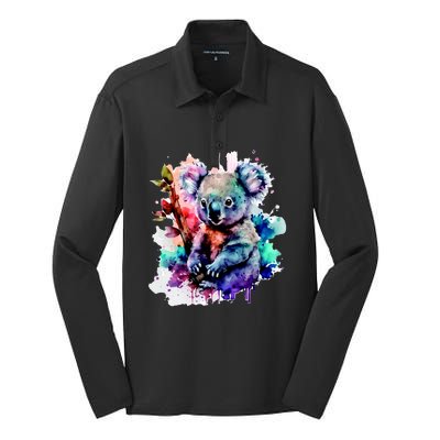 Water Color Koala Silk Touch Performance Long Sleeve Polo