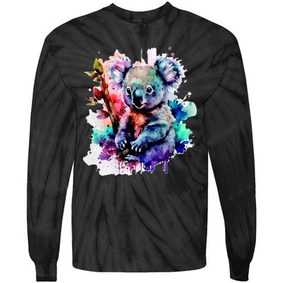 Water Color Koala Tie-Dye Long Sleeve Shirt
