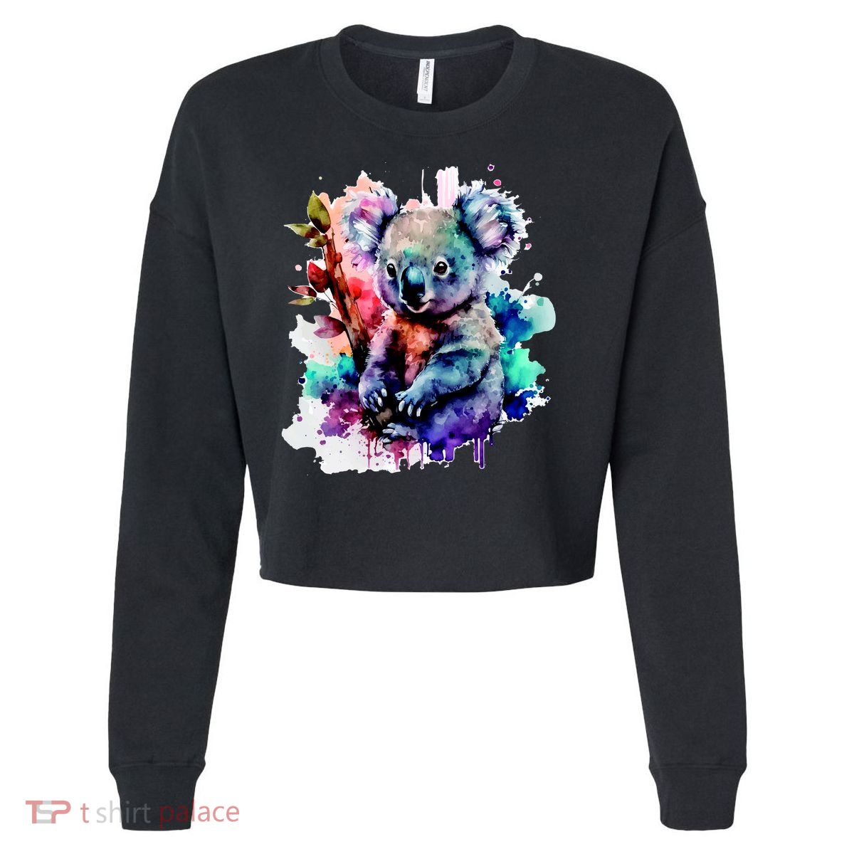 Water Color Koala Cropped Pullover Crew