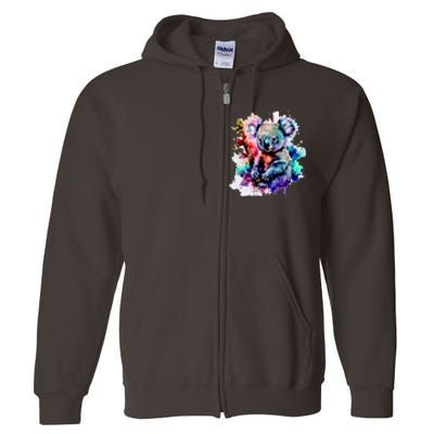 Water Color Koala Full Zip Hoodie