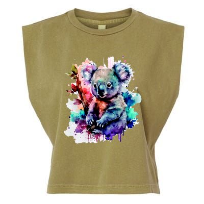 Water Color Koala Garment-Dyed Women's Muscle Tee