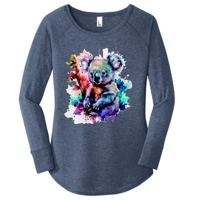 Water Color Koala Women's Perfect Tri Tunic Long Sleeve Shirt