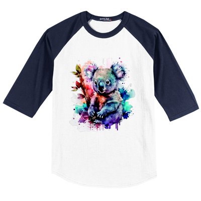 Water Color Koala Baseball Sleeve Shirt