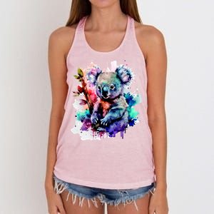 Water Color Koala Women's Knotted Racerback Tank