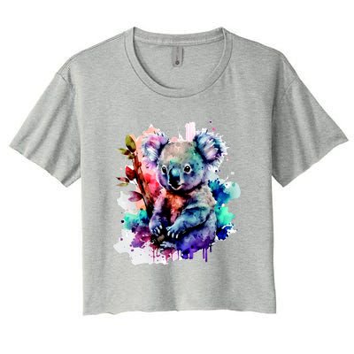 Water Color Koala Women's Crop Top Tee