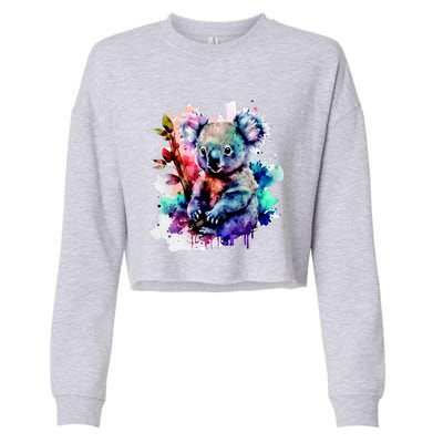 Water Color Koala Cropped Pullover Crew