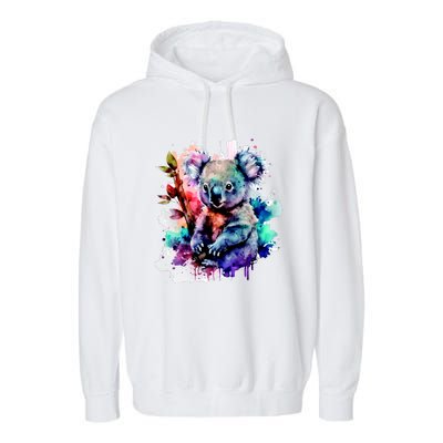 Water Color Koala Garment-Dyed Fleece Hoodie