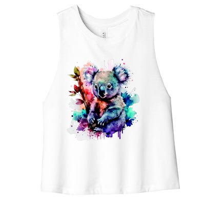 Water Color Koala Women's Racerback Cropped Tank