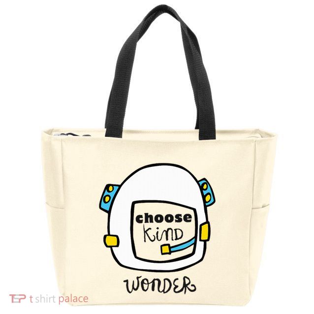 Wonder Choose Kind Auggie Choose Kind Space Helmet Zip Tote Bag