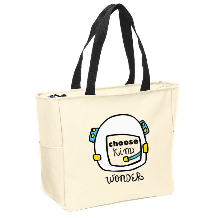 Wonder Choose Kind Auggie Choose Kind Space Helmet Zip Tote Bag