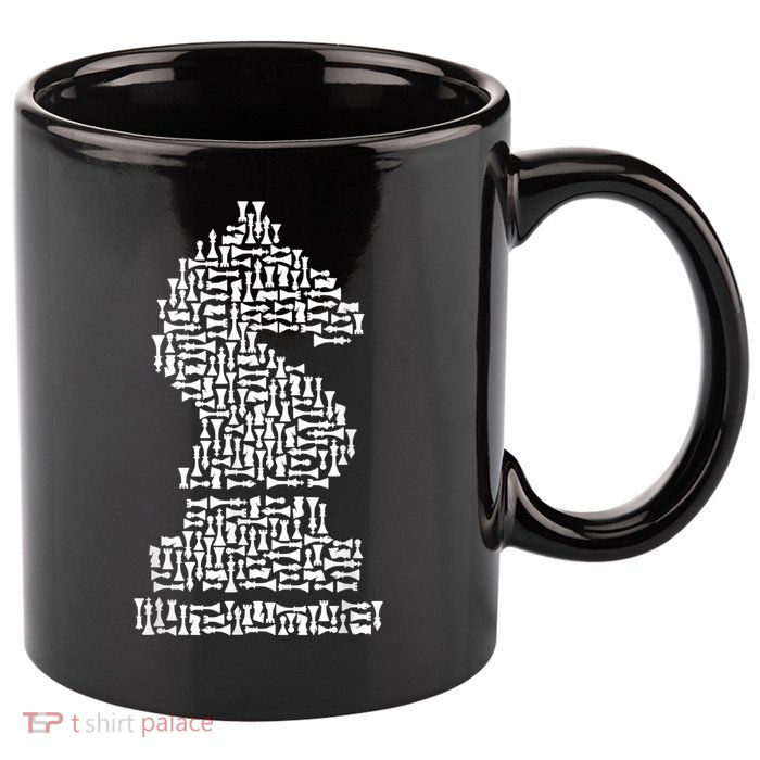 White Chess Knight Piece Mosaic 11oz C Handle Ceramic Mug