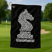 White Chess Knight Piece Mosaic Golf Towel
