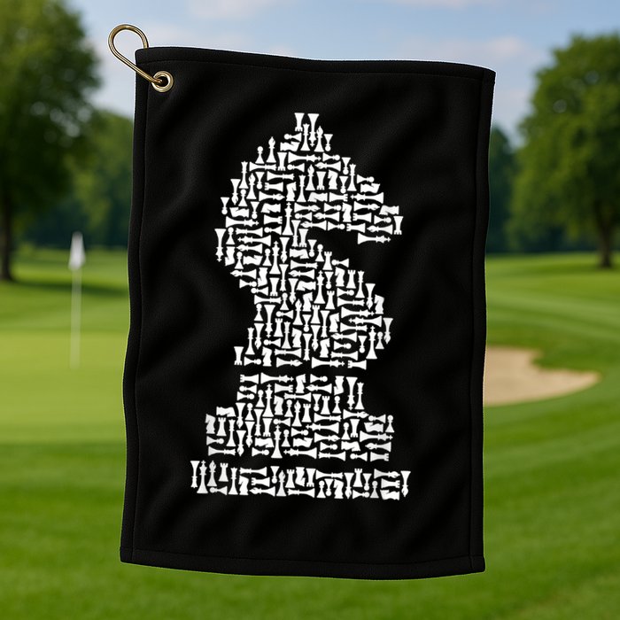 White Chess Knight Piece Mosaic Golf Towel