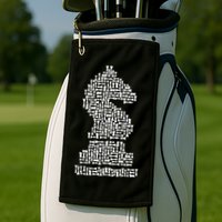 White Chess Knight Piece Mosaic Golf Towel