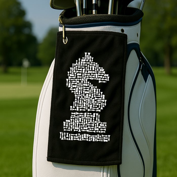 White Chess Knight Piece Mosaic Golf Towel