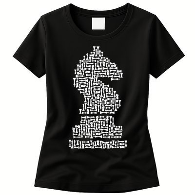 White Chess Knight Piece Mosaic Womens T-Shirt