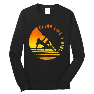 Womens Climb Like A Girl Climbing Bouldering Long Sleeve Shirt