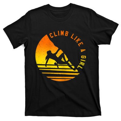 Womens Climb Like A Girl Climbing Bouldering T-Shirt