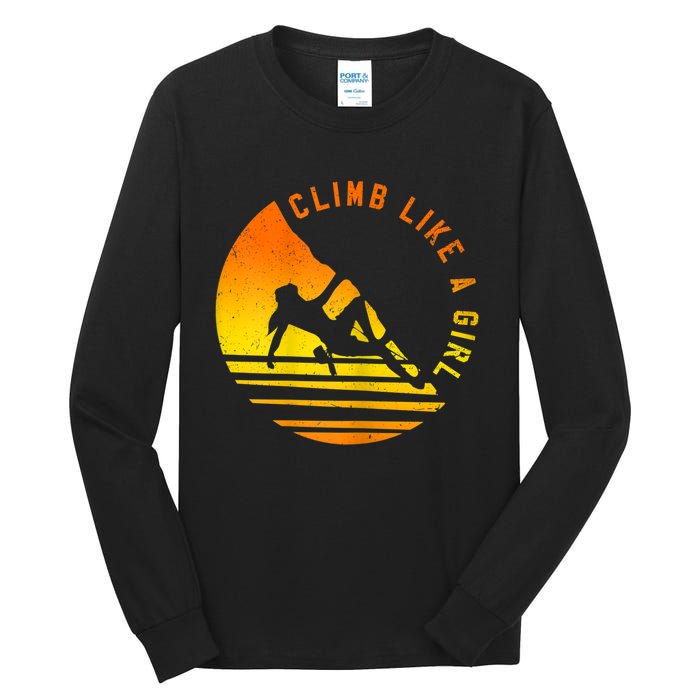 Womens Climb Like A Girl Climbing Bouldering Tall Long Sleeve T-Shirt