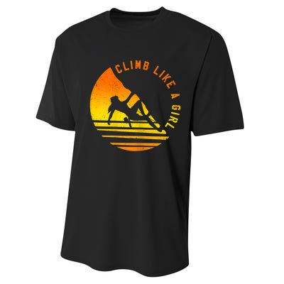 Womens Climb Like A Girl Climbing Bouldering Performance Sprint T-Shirt