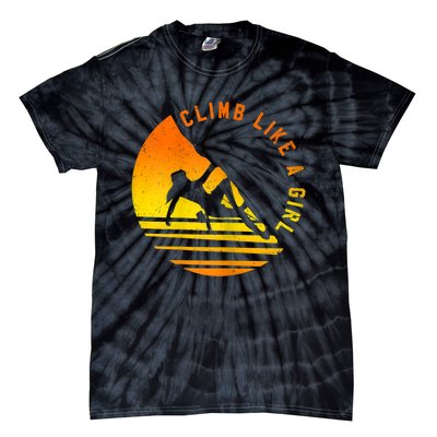 Womens Climb Like A Girl Climbing Bouldering Tie-Dye T-Shirt