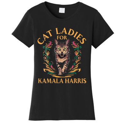 Women Cat Ladies For Kamala Harris Project Coconut Tree Gift Women's T-Shirt