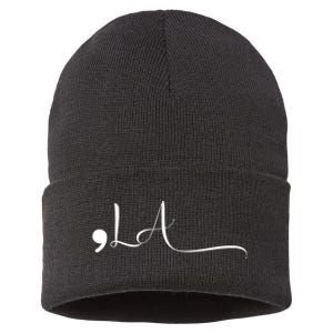 Women Comma La Kamala Harris Support Walz Gift Sustainable Knit Beanie