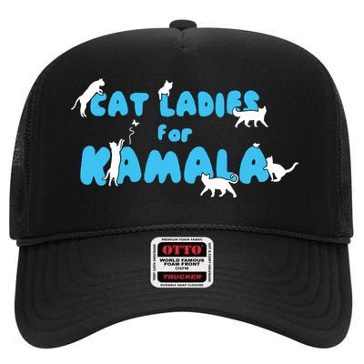 Women Cat Ladies For Kamala High Crown Mesh Back Trucker Hat