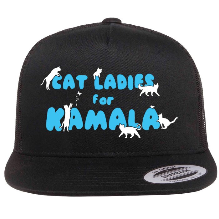 Women Cat Ladies For Kamala Flat Bill Trucker Hat