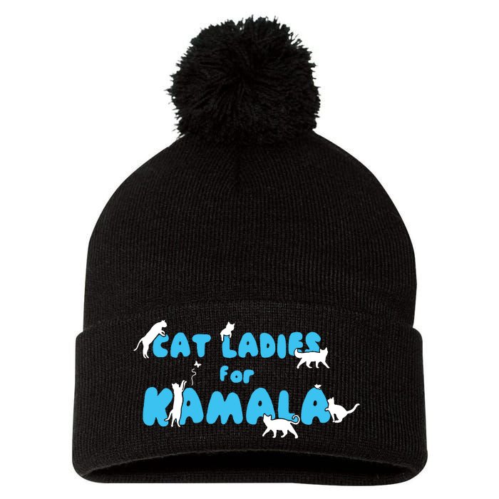 Women Cat Ladies For Kamala Pom Pom 12in Knit Beanie