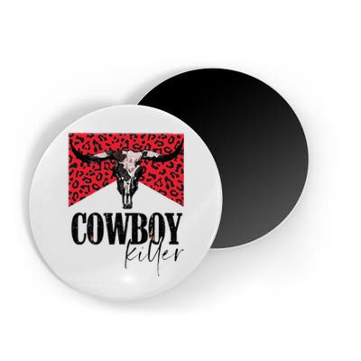 Western Cowgirl Leopard Punchy Cowboy Killers Bull Horn Magnet