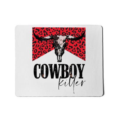 Western Cowgirl Leopard Punchy Cowboy Killers Bull Horn Mousepad