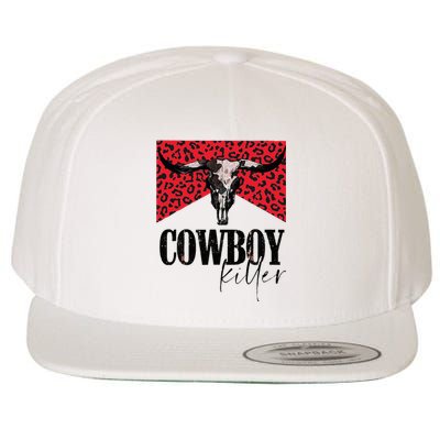 Western Cowgirl Leopard Punchy Cowboy Killers Bull Horn Wool Snapback Cap